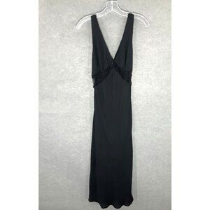Wild Fable Womens Sz XS Black Midi Slip Dress Lace Trim Babydoll Boho Romantic